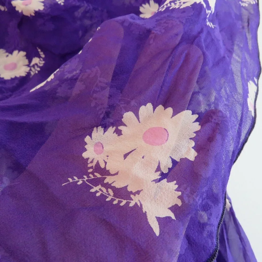 VINTAGE ANNA SUI 100% Silk Purple Ditsy Floral Draped Dress Y2K - Size US 2 - Picture 6 of 15